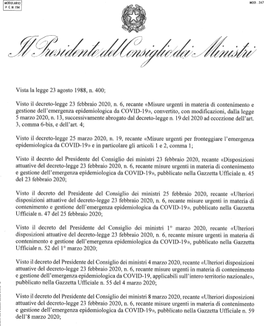 DPCM 26 aprile 2020 Cattura